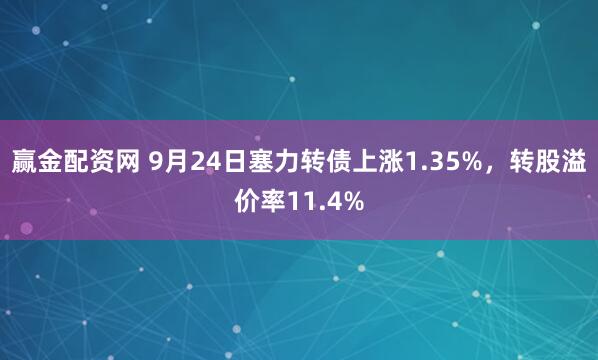 赢金配资网 9月24日塞力转债上涨1.35%，转股溢价率11.4%