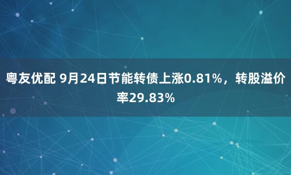粤友优配 9月24日节能转债上涨0.81%，转股溢价率29.83%